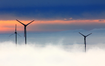 Windmills over clouds